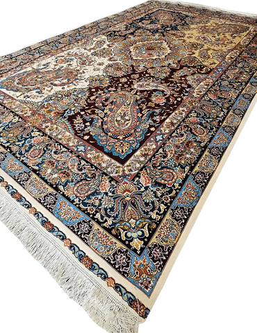 308x198 cm Fine Tabriz silk Rug Handmade paisley design - Rugoutlet
