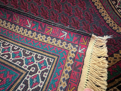 140 x 90 cm Fine Old Baluch Prayer Rug Hand-Knotted Pink & Beige Colour - Rugoutlet