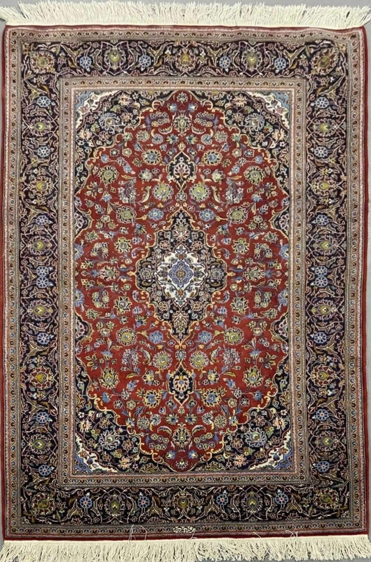 Persian Kashan Silk & Wool Rug 140 x 212 cm (4.59 x 6.96 ft)