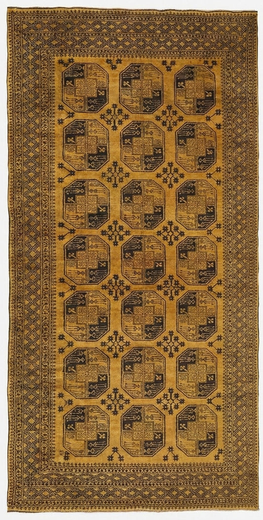 Golden Afghan Tribal Wool Rug 368 x 249 cm (12.07 x 8.17 ft)