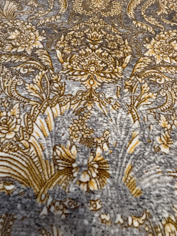 Modern Powerloom Acrylic Rug with Silk Tassels 225x150 cm – Grey & Golden Rug