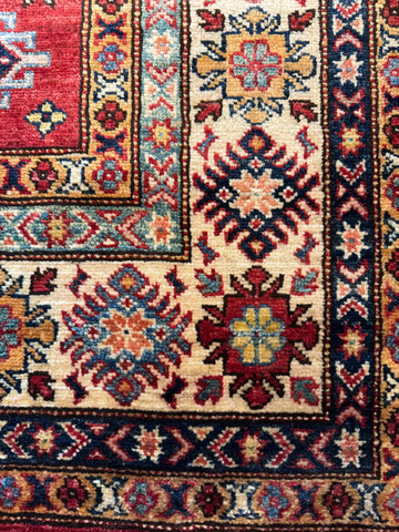 Handmade Super Kazak Wool Rug 167x242 cm – Red & Golden Natural Dye Rug