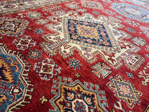 Handmade Super Kazak Wool Rug 167x242 cm – Red & Golden Natural Dye Rug