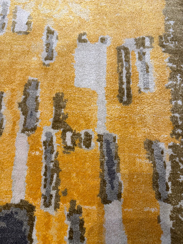 Handmade Kiss Painting Wool & Silk Rug 240x167 cm – Brown & Yellow Natural Dye Rug