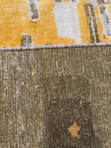 Handmade Kiss Painting Wool & Silk Rug 240x167 cm – Brown & Yellow Natural Dye Rug