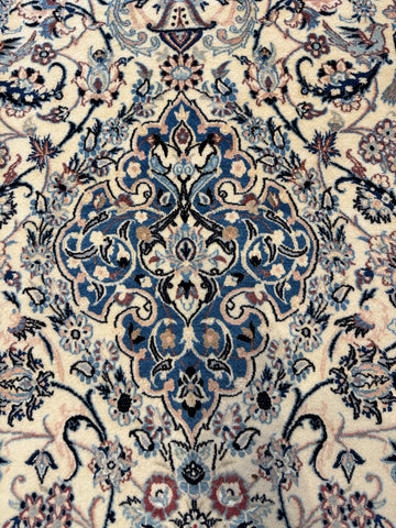 Handmade Fine Isfahan Wool & Silk Rug 243x143 cm – Golden & Blue Rug