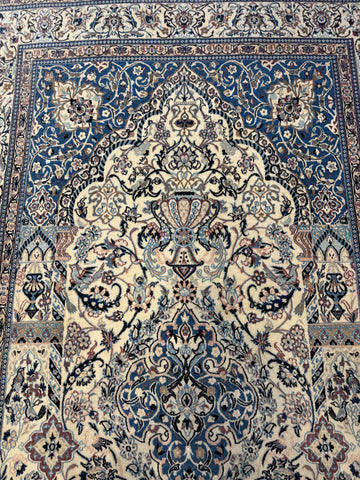 Handmade Fine Isfahan Wool & Silk Rug 243x143 cm – Golden & Blue Rug