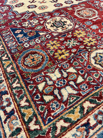 Handmade Kazak Wool Rug 236x170 cm – Red & Golden Natural Dye Rug