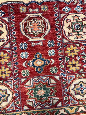 Handmade Kazak Wool Rug 236x170 cm – Red & Golden Natural Dye Rug