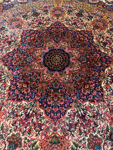 Modern Powerloom Acrylic Rug with Silk Tassels 225x150 cm – Maroon & Beige Rug