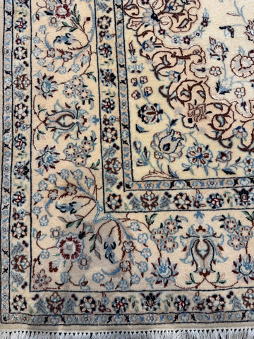 Handmade Nain Wool & Silk Rug 245x170 cm – Beige & Blue Rug