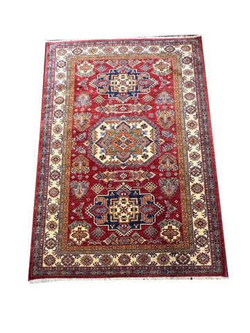 Handmade Kazak Wool Rug 236x170 cm – Red & Beige Rug