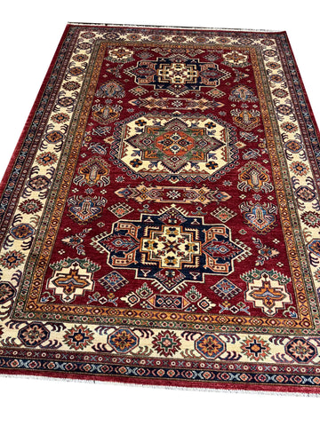 Handmade Kazak Wool Rug 236x170 cm – Red & Beige Rug