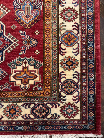 Handmade Kazak Wool Rug 236x170 cm – Red & Beige Rug