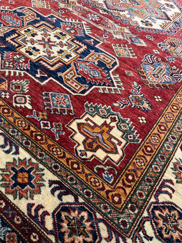 Handmade Kazak Wool Rug 236x170 cm – Red & Beige Rug