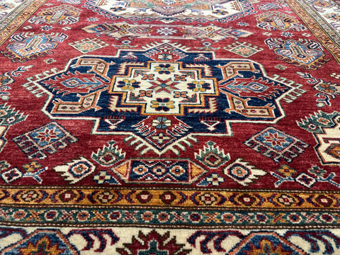 Handmade Kazak Wool Rug 236x170 cm – Red & Beige Rug