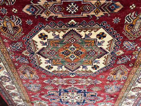 Handmade Kazak Wool Rug 236x170 cm – Red & Beige Rug