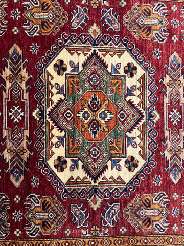 Handmade Kazak Wool Rug 236x170 cm – Red & Beige Rug