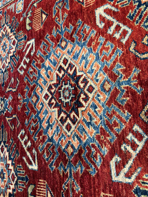Kazak Handmade Wool Rug - Red & Beige - 200 x 150 cm
