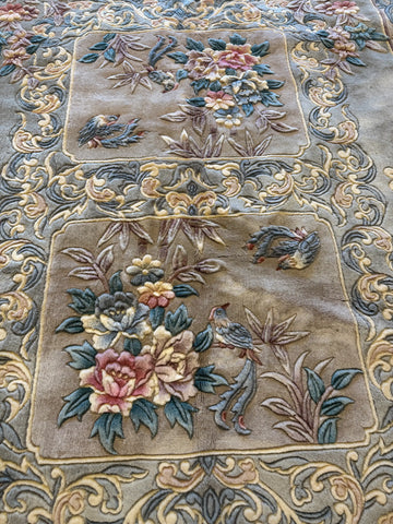 Chinese Floral Aubusson Style Handmade Pastel Blue Rug 250 × 164 cm