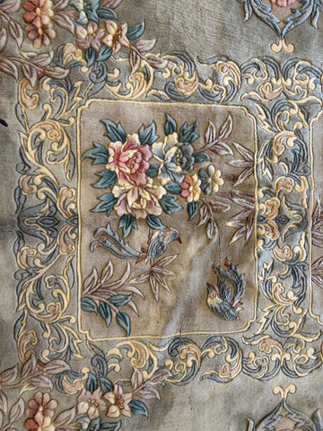 Chinese Floral Aubusson Style Handmade Pastel Blue Rug 250 × 164 cm