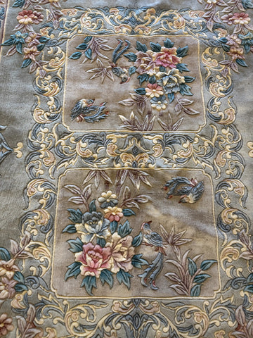 Chinese Floral Aubusson Style Handmade Pastel Blue Rug 250 × 164 cm