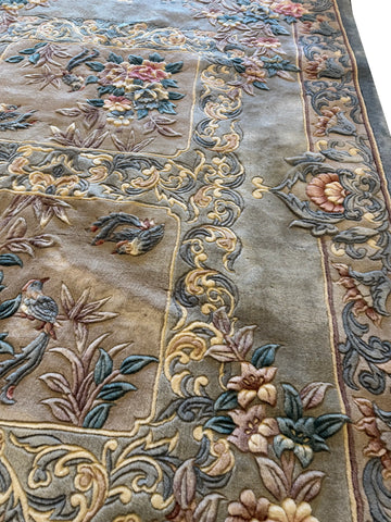 Chinese Floral Aubusson Style Handmade Pastel Blue Rug 250 × 164 cm