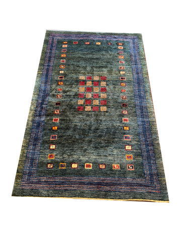 Fine Persian Gabbeh Style Charcoal Green Tribal Oriental Rug