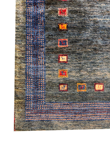 Fine Persian Gabbeh Style Charcoal Green Tribal Oriental Rug