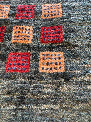 Fine Persian Gabbeh Style Charcoal Green Tribal Oriental Rug