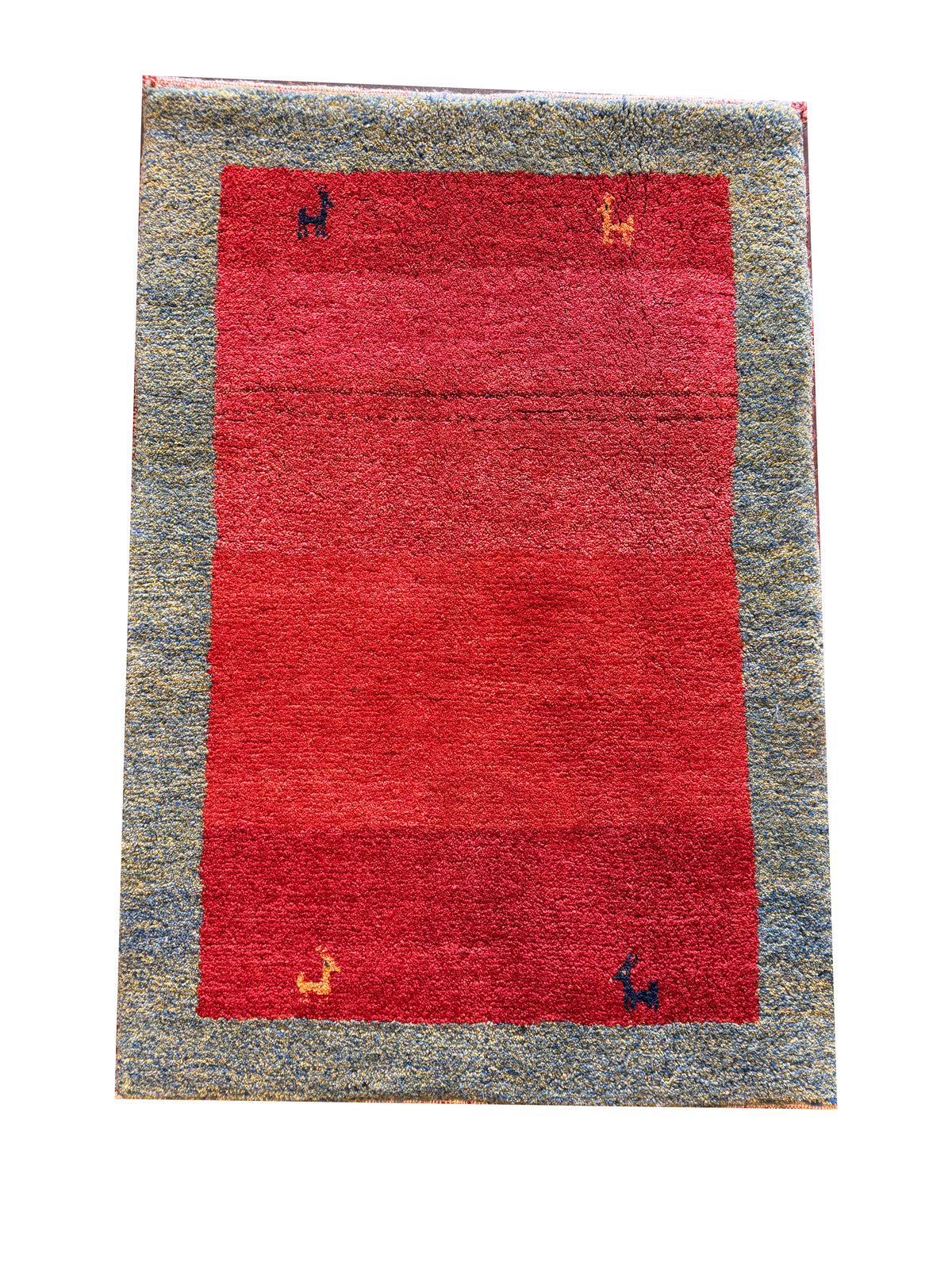 Fine Persian Gabbeh Wool Rug – Red Field – 125 x 89 cm