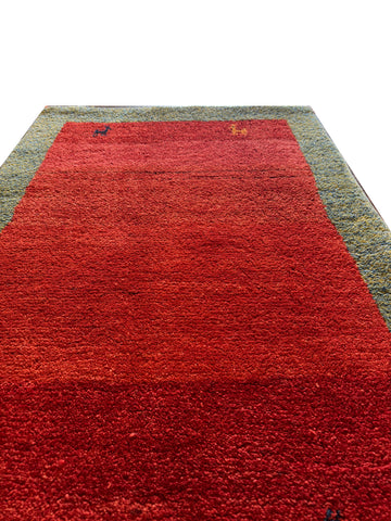 Fine Persian Gabbeh Wool Rug – Red Field – 125 x 89 cm