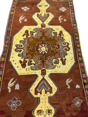 Old Anatolian Sumak Handmade Rug 397 x 160 cm (13.02 x 5.25 ft)