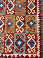 Natural Dye Afghan Kilim Handmade Rug 301 x 201 cm (9.51 x 6.59 ft)