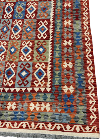Natural Dye Afghan Kilim Rug 301 x 201 cm (9.51 x 6.59 ft)