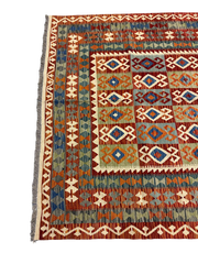 Natural Dye Afghan Kilim Handmade Rug 301 x 201 cm (9.51 x 6.59 ft)