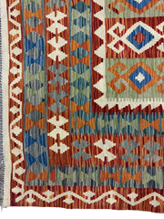 Natural Dye Afghan Kilim Handmade Rug 301 x 201 cm (9.51 x 6.59 ft)