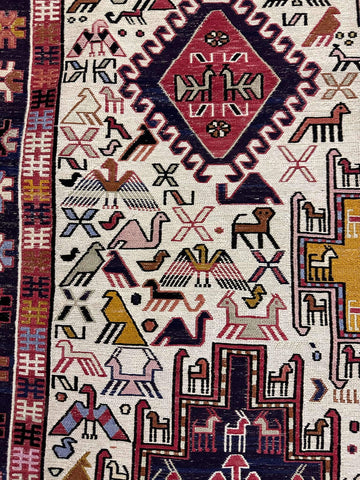 Fine Silk Qashqai Sumak Rug 190 x 115 cm (6.23 x 3.77 ft)