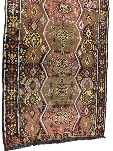 Old Anatolian Sumak Rug 360 x 140 cm (11.81 x 4.59 ft)