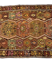 Old Anatolian Sumak Handmade Rug 360 x 140 cm (11.81 x 4.59 ft)