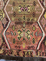 Old Anatolian Sumak Handmade Rug 360 x 140 cm (11.81 x 4.59 ft)