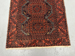 152 x 86 cm Persian Baluch Tribal Hand-Knotted Orange Blue Rug