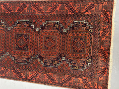 152 x 86 cm Persian Baluch Tribal Hand-Knotted Orange Blue Rug