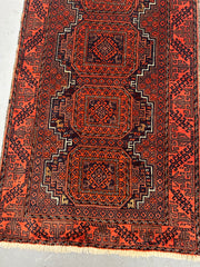 152 x 86 cm Persian Baluch Tribal Hand-Knotted Orange Blue Rug