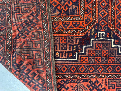 152 x 86 cm Persian Baluch Tribal Orange Blue Rug