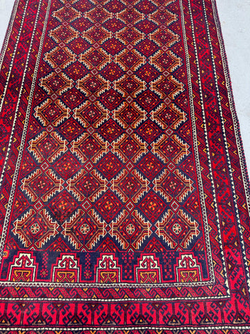 188 x 106 cm Persian Baluch Tribal Red Blue Colour