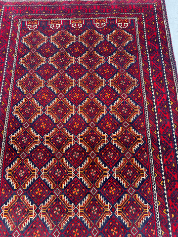188 x 106 cm Persian Baluch Tribal Red Blue Colour