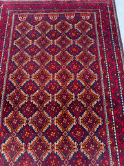 188 x 106 cm Persian Baluch Tribal Hand-Knotted Red Blue Colour