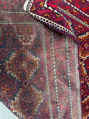 188 x 106 cm Persian Baluch Tribal Hand-Knotted Red Blue Colour