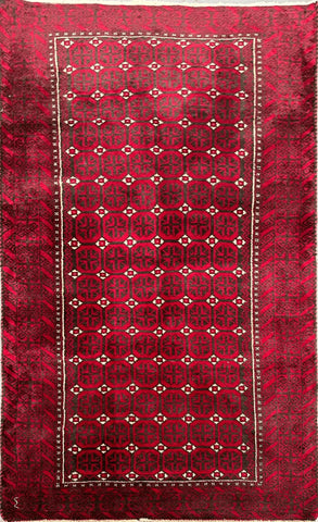 191 x 96 cm Persian Baluch Tribal Red Black Colour